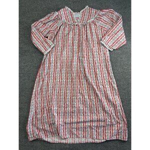 Vintage Long of Salzburg Nightgown Womens Small Floral Stripe Lace 70s